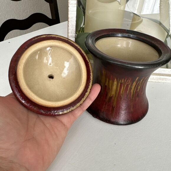 Vintage Studio Art Pottery Vase Home Decor Northwest Potter Black Red Yellow - Picture 10 of 12